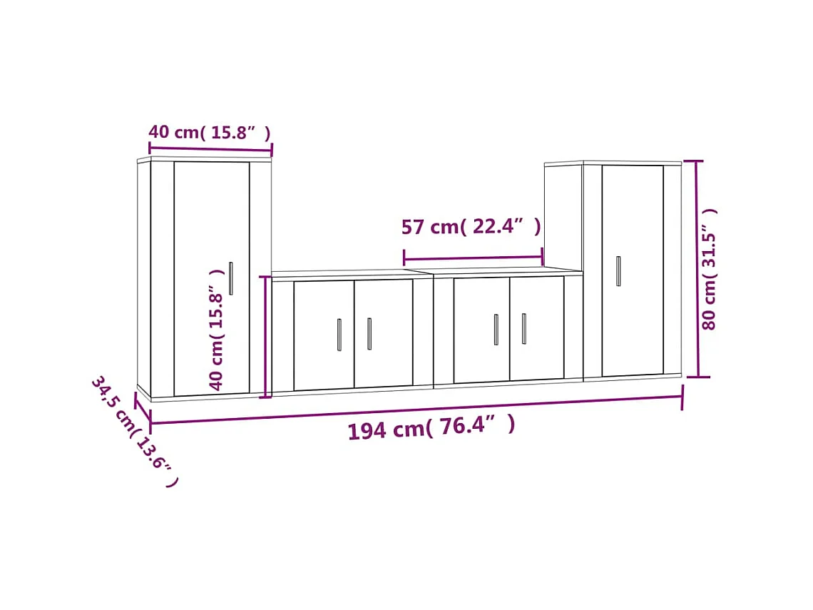 Marcus  Ensemble de meubles TV 4 pcs Chêne marron Bois d'ingénierie