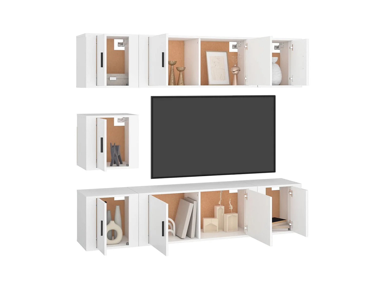 Xarim  Ensemble de meubles TV 7 pcs Blanc Bois d'ingénierie