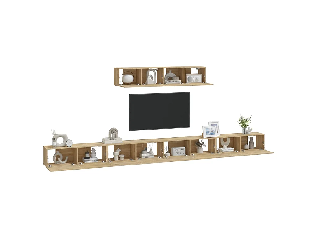 Juliette  Set de muebles para TV 6 pzas madera contrachapada roble sonoma