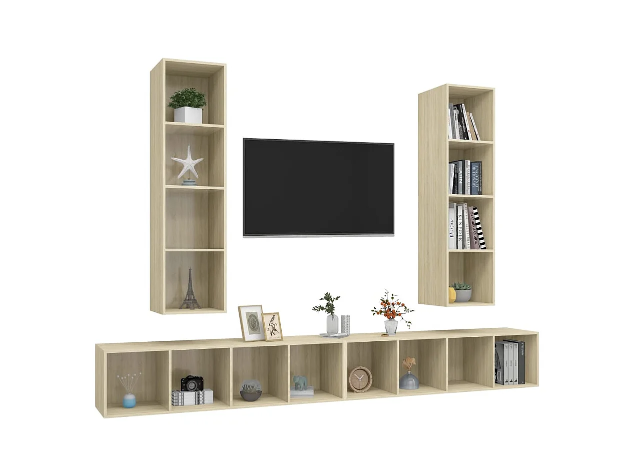 Grete Marie  Meubles TV muraux 4 pcs Chêne sonoma Bois d'ingénierie