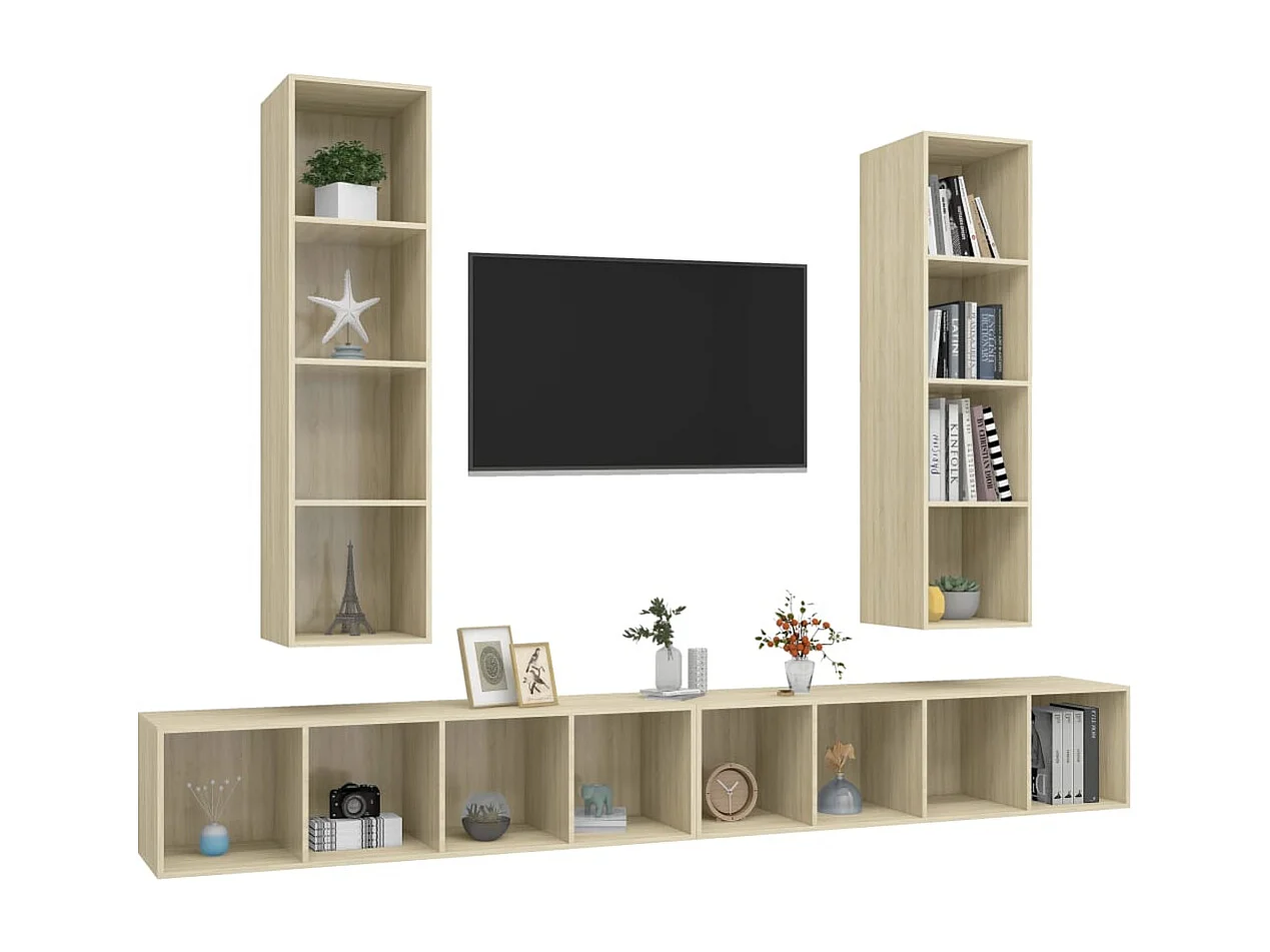 Grete Marie  Meubles TV muraux 4 pcs Chêne sonoma Bois d'ingénierie