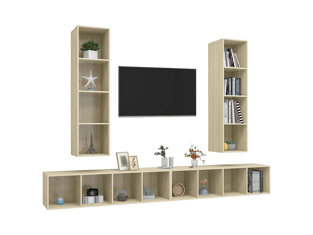 Grete Marie  Meubles TV muraux 4 pcs Chêne sonoma Bois d'ingénierie