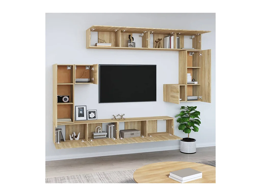 Cedvar  Tv-wandmeubel bewerkt hout sonoma eikenkleurig