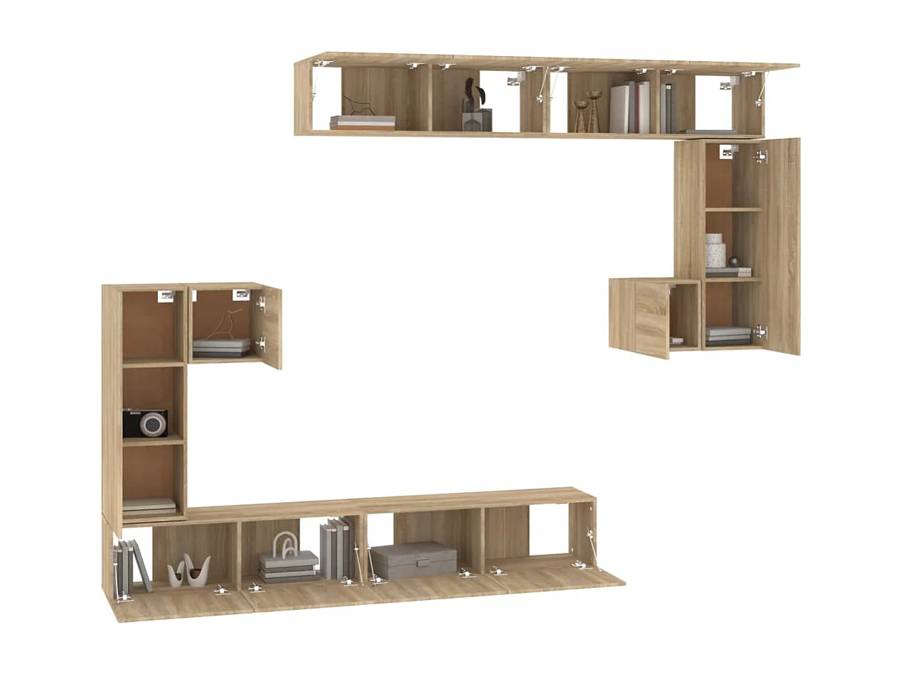 Cedvar  Mueble de pared para TV madera contrachapada color roble sonoma