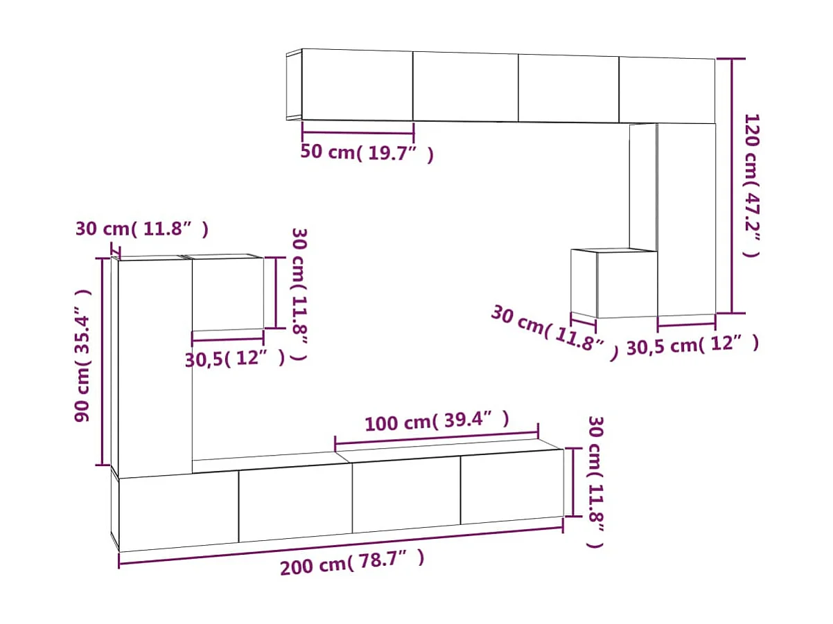 Cedvar  Mueble de pared para TV madera contrachapada color roble sonoma