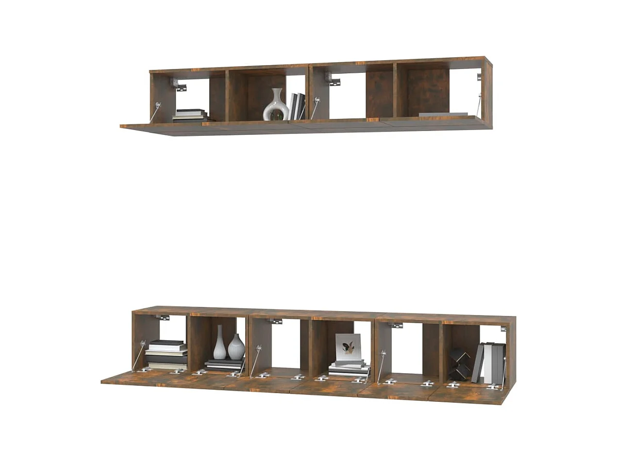 Henriëtte  Set de muebles de TV 5 pzas madera contrachapada roble ahumado