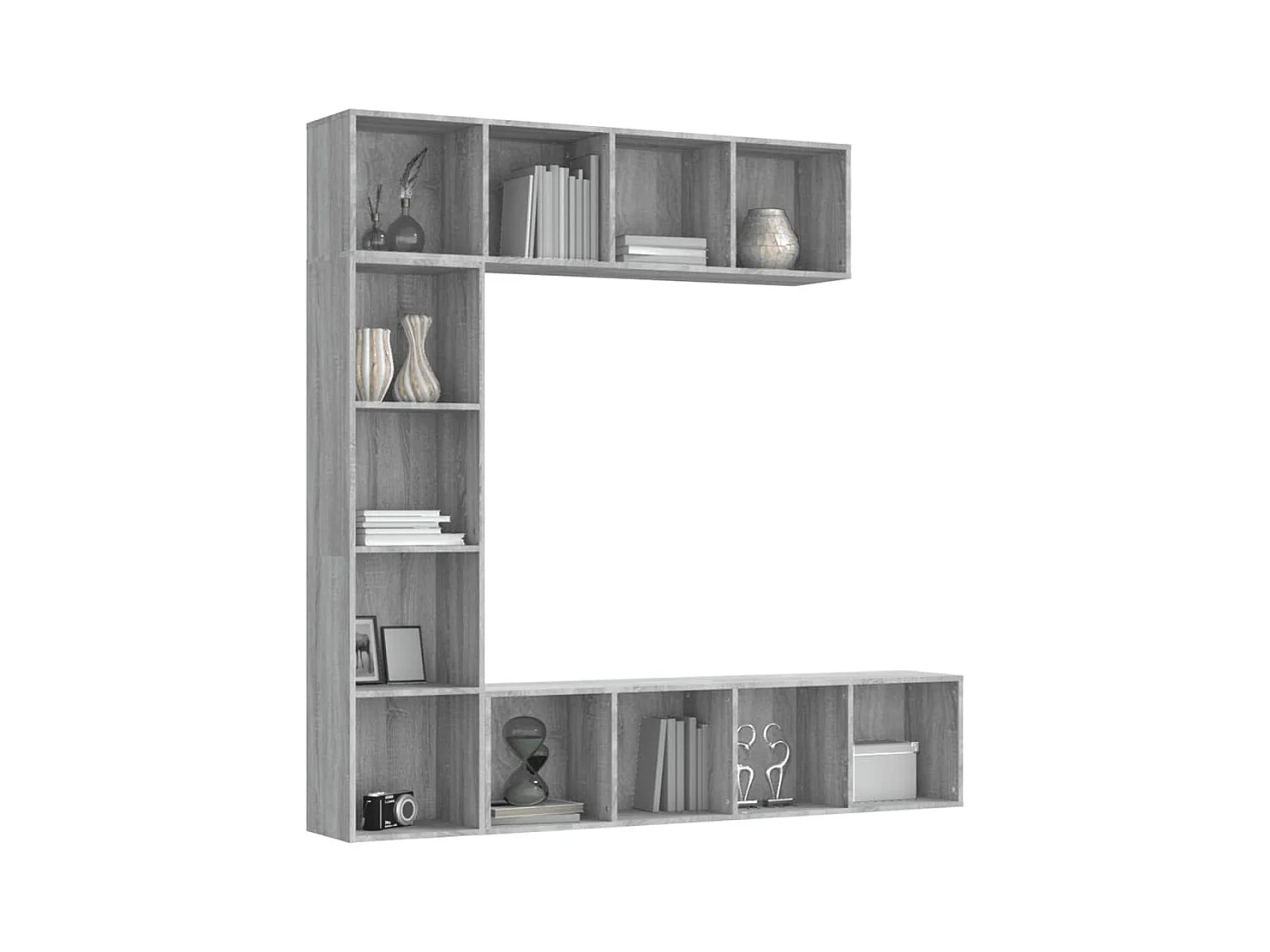 Elida  Ensemble bibliothèque/meuble TV 3 pcs Sonoma gris 180x30x180 cm