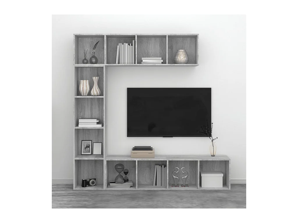 Elida  Ensemble bibliothèque/meuble TV 3 pcs Sonoma gris 180x30x180 cm