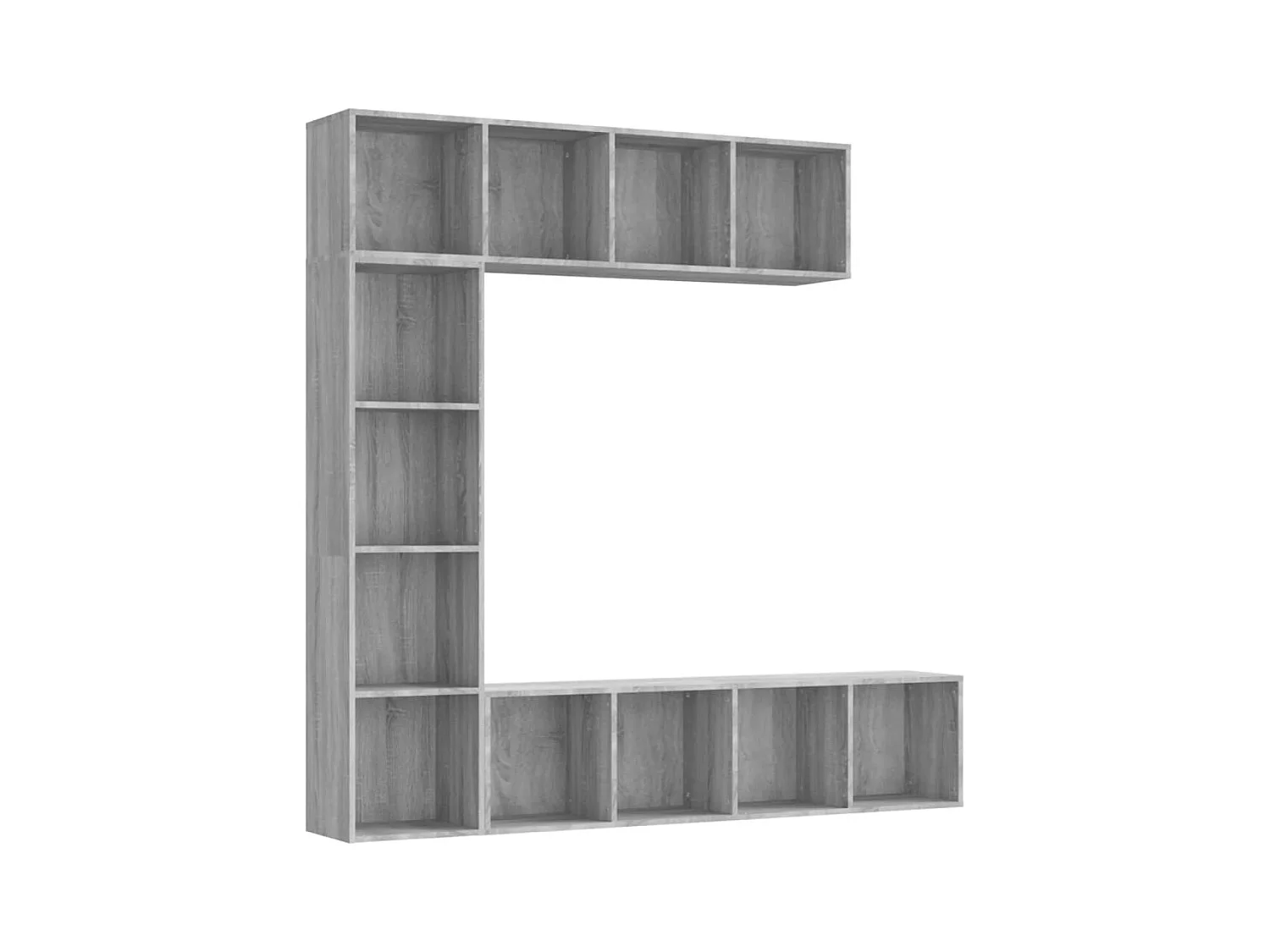 Elida  3-delige boekenkast- / tv-meubelset 180x30x180 cm grijs sonoma