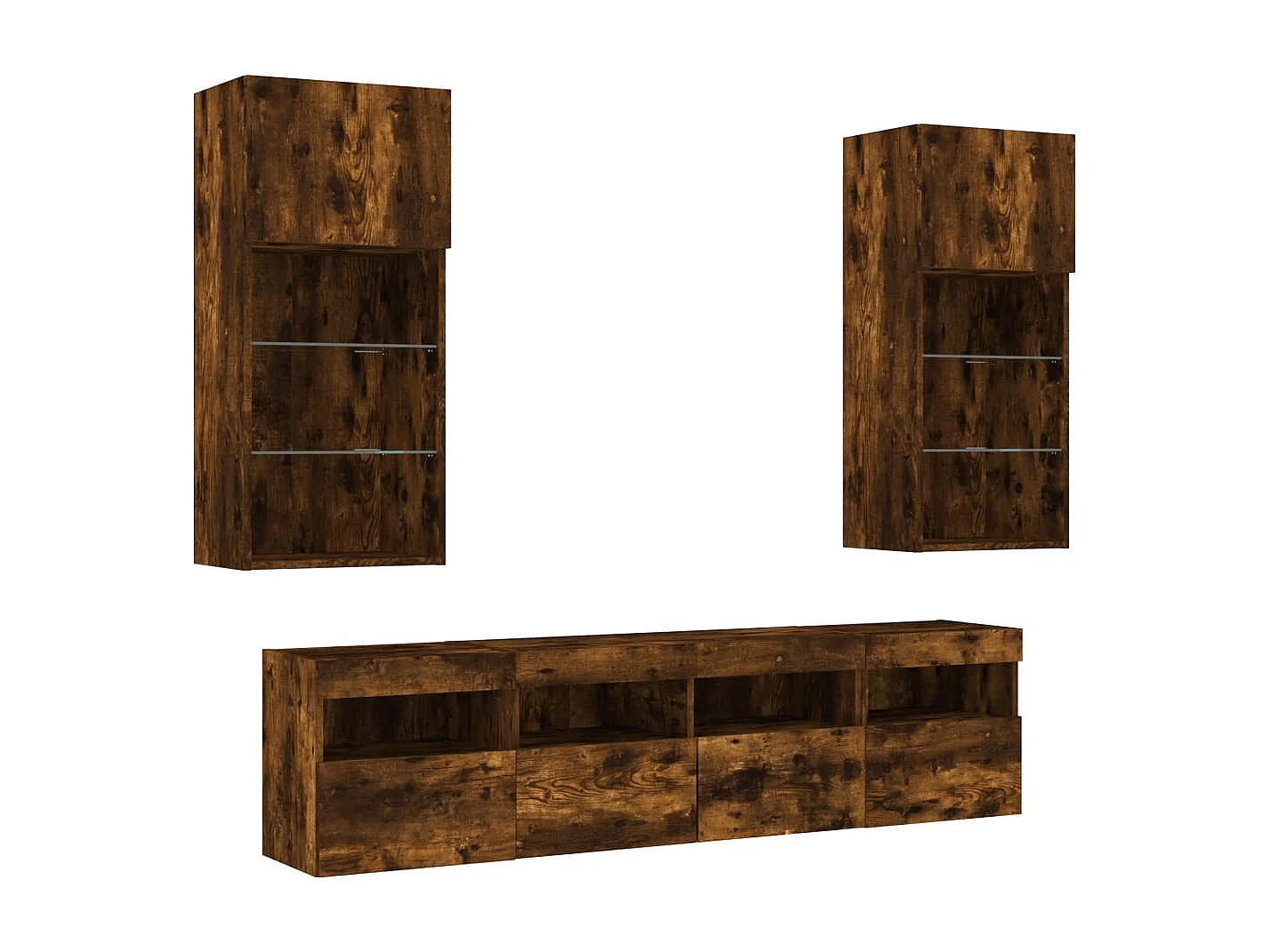 Xorlin  Unités murales TV avec LED 5 pcs chêne fumé bois d'ingénierie