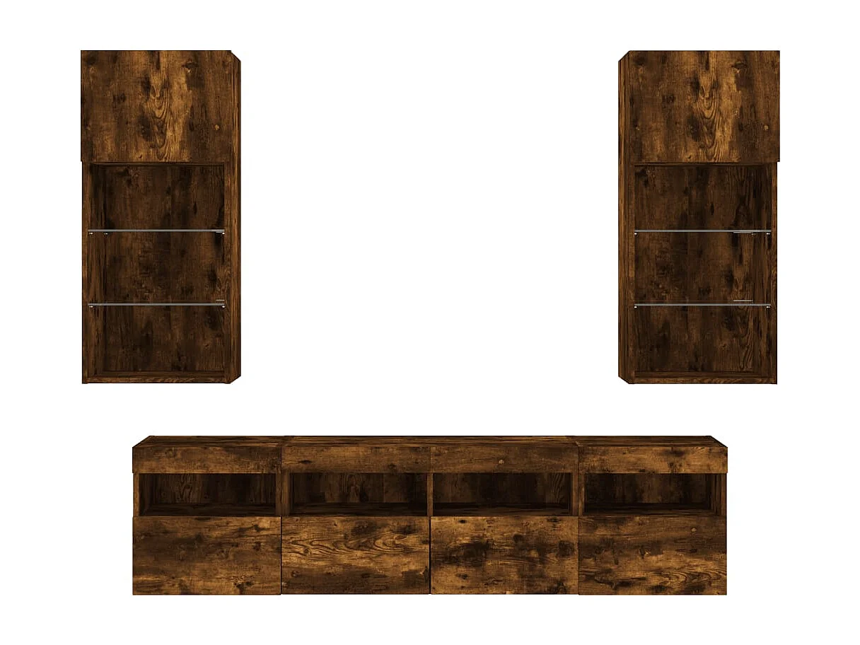 Xorlin  Unités murales TV avec LED 5 pcs chêne fumé bois d'ingénierie