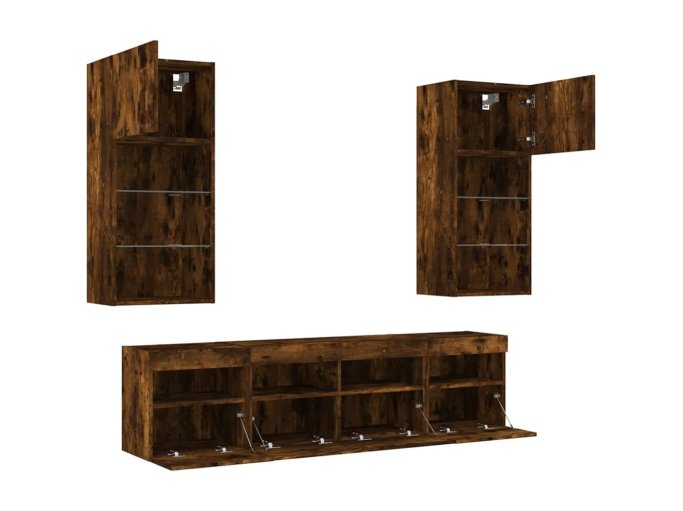 Xorlin  Unités murales TV avec LED 5 pcs chêne fumé bois d'ingénierie