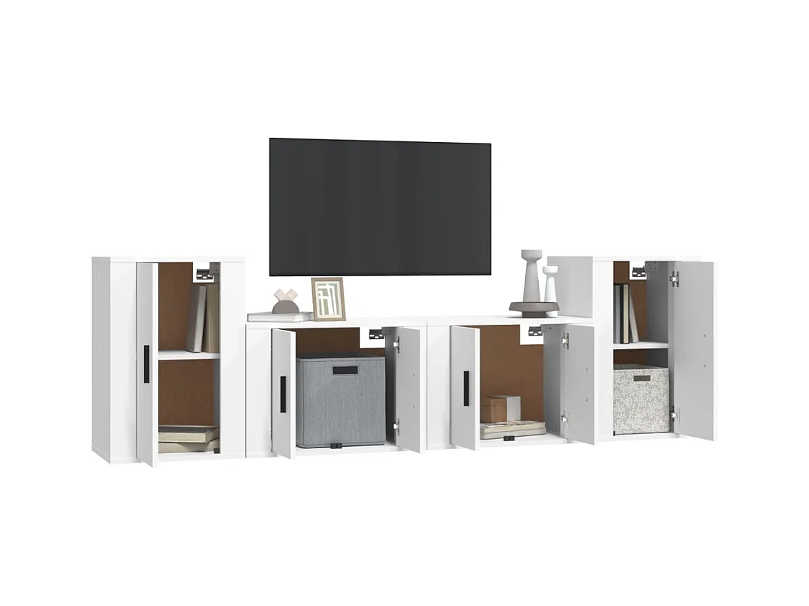 Eldor  Ensemble de meubles TV 4 pcs Blanc Bois d'ingénierie