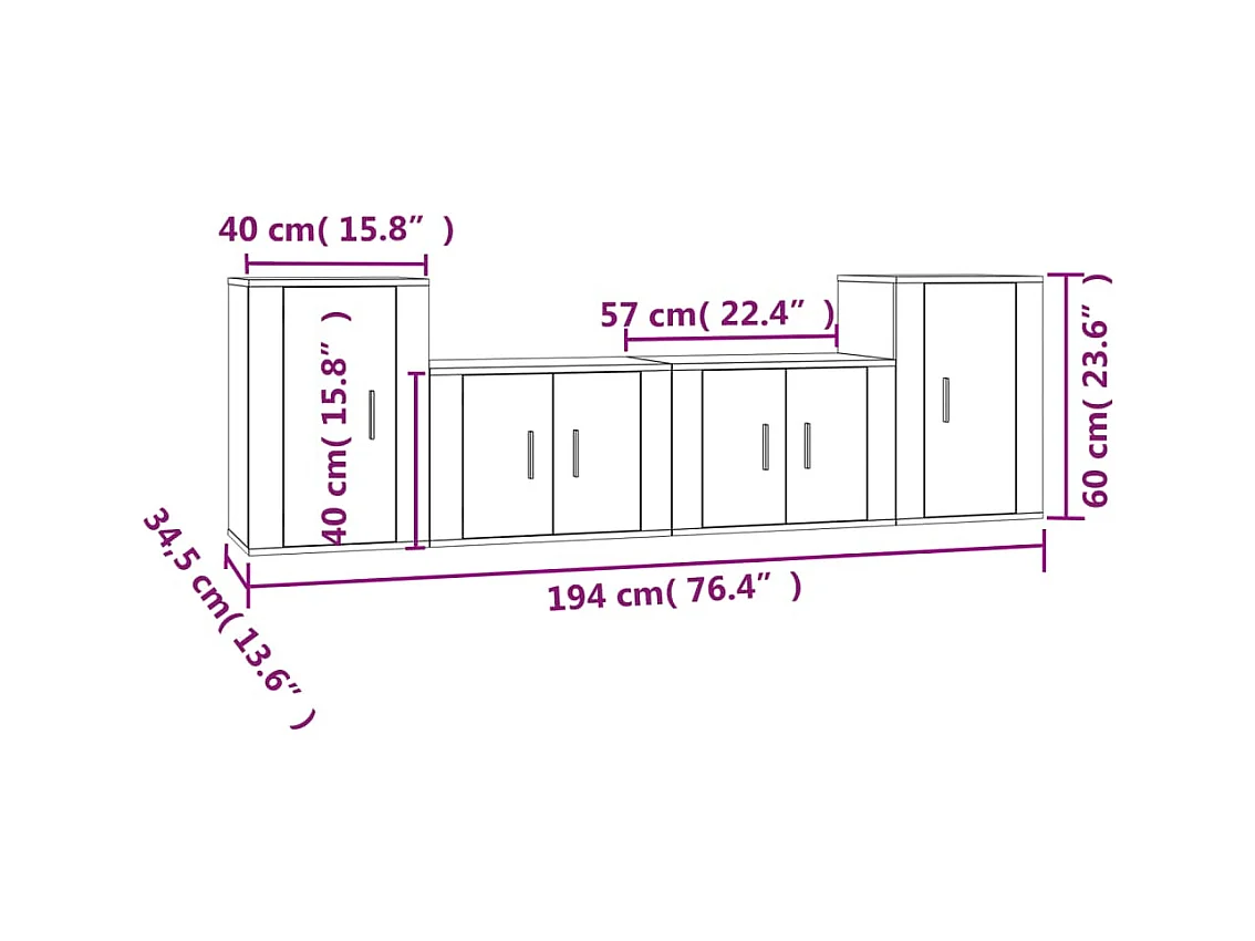 Eldor  Ensemble de meubles TV 4 pcs Blanc Bois d'ingénierie