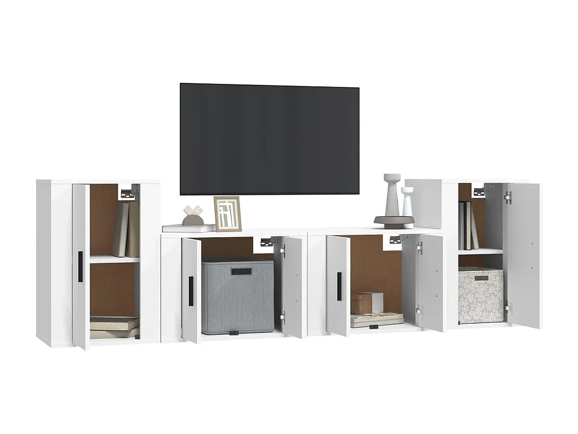 Eldor  Ensemble de meubles TV 4 pcs Blanc Bois d'ingénierie