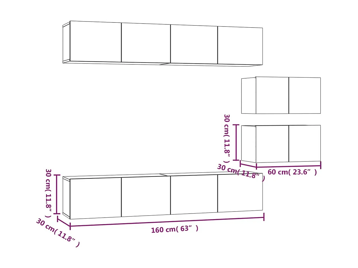 Juliette  Ensemble de meubles TV 6 pcs Chêne fumé Bois d'ingénierie