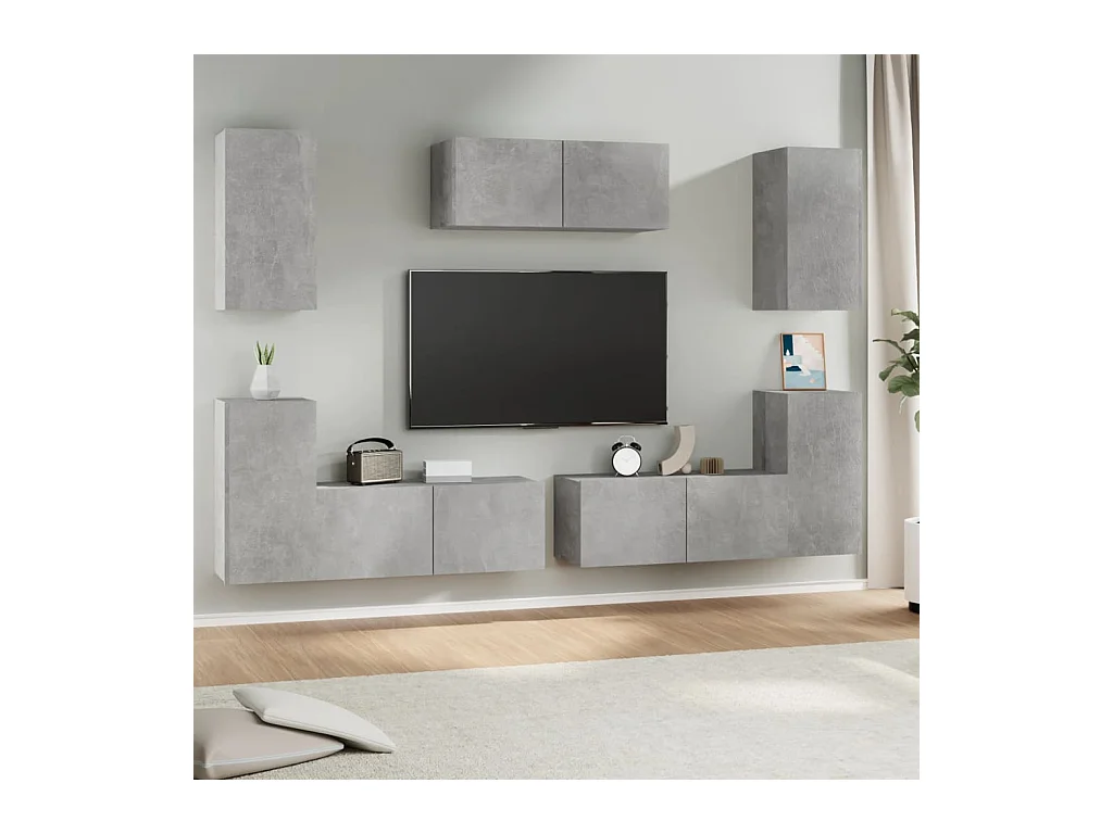 Canonsburg  Ensemble de meubles TV 7 pcs Gris béton Bois d'ingénierie