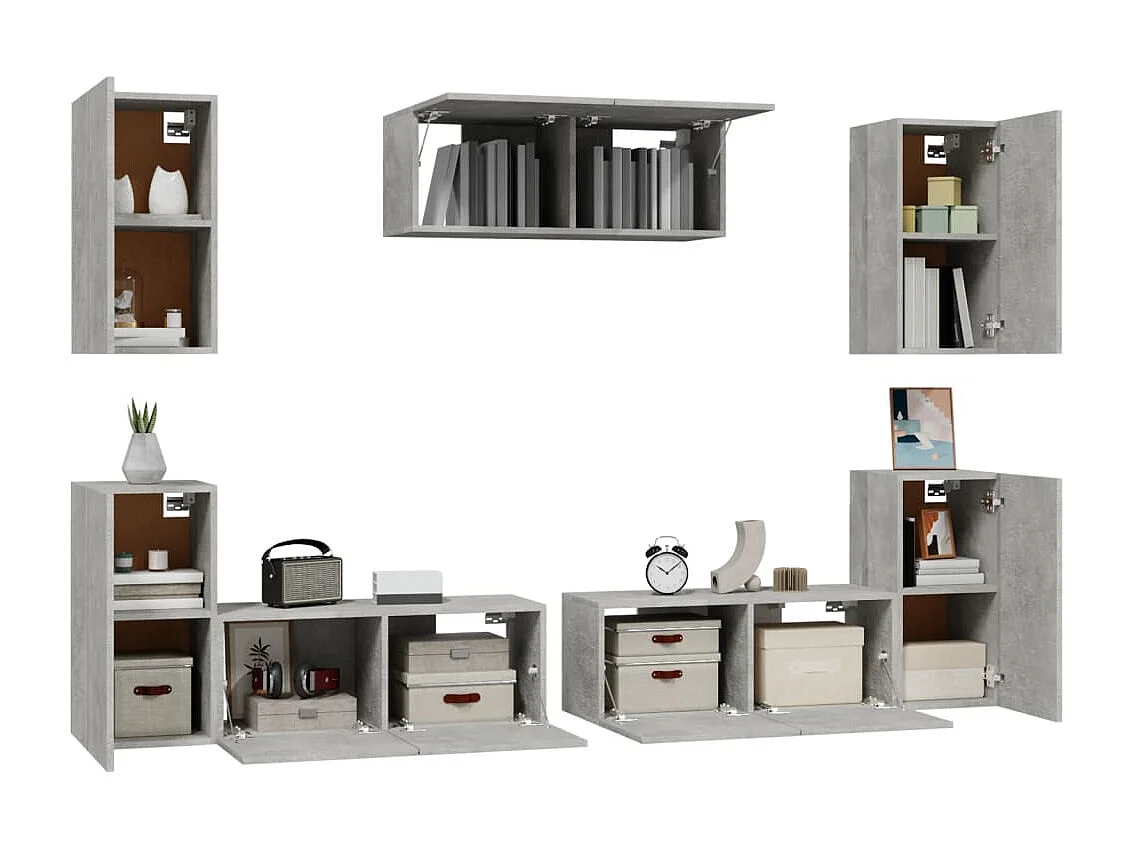 Canonsburg  Ensemble de meubles TV 7 pcs Gris béton Bois d'ingénierie