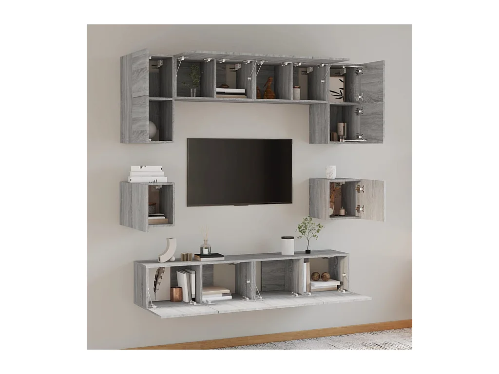 Doolin  Ensemble de meubles TV 8 pcs Sonoma gris Bois d'ingénierie