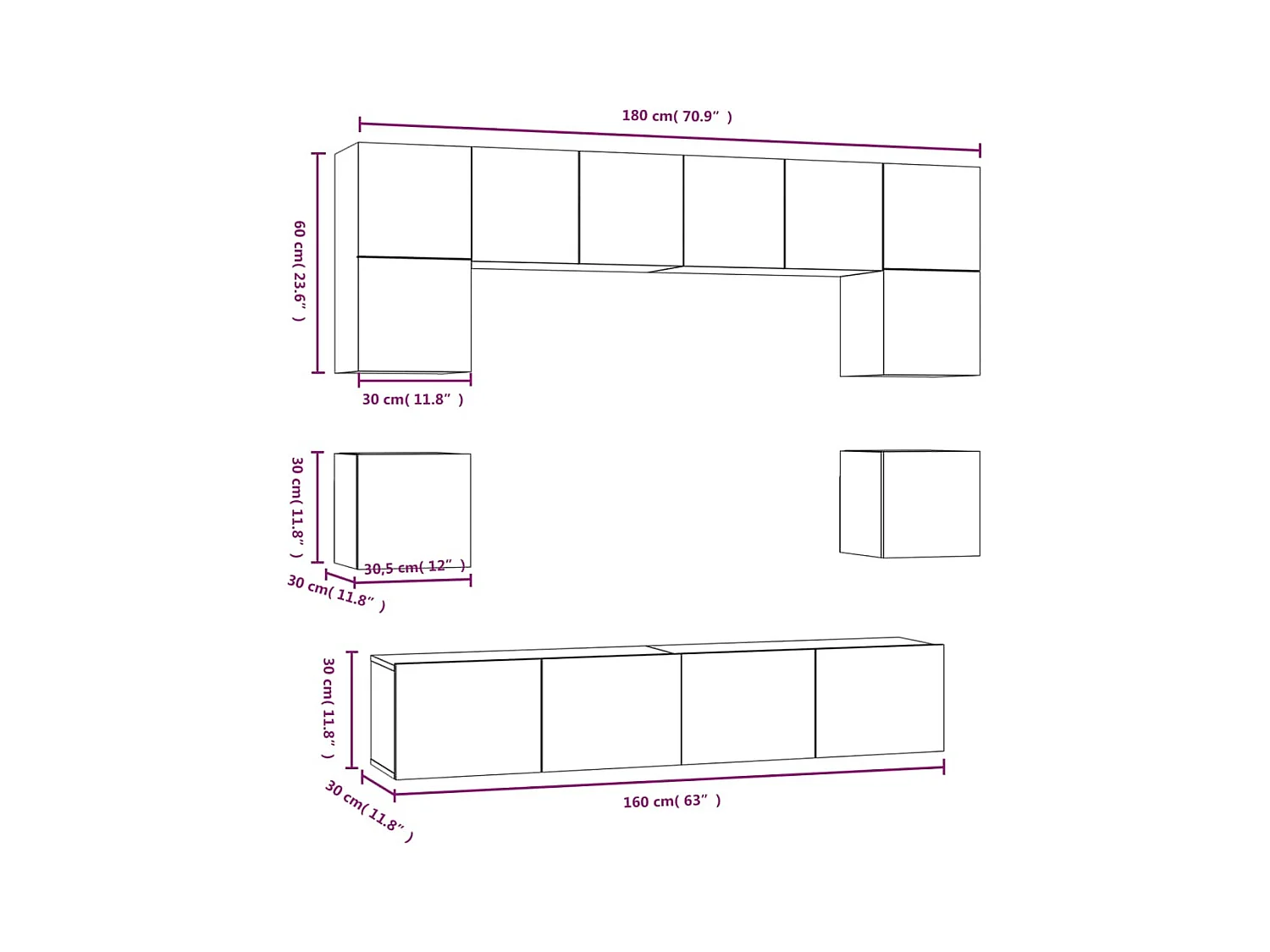 Doolin  Ensemble de meubles TV 8 pcs Sonoma gris Bois d'ingénierie