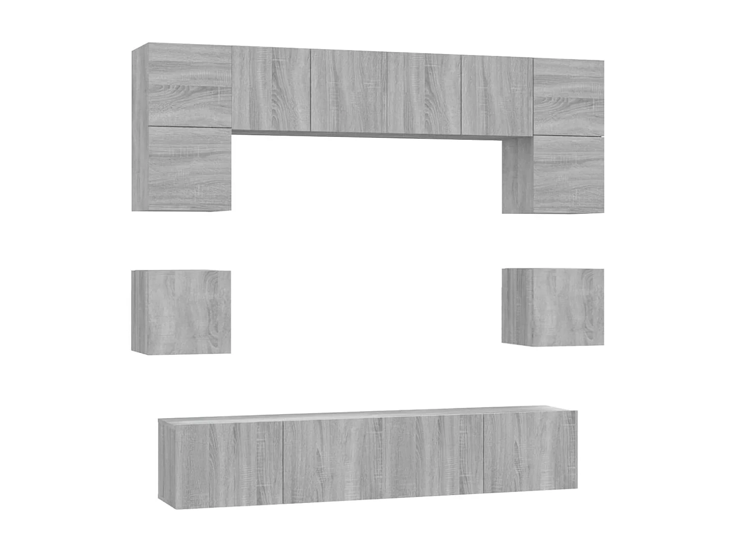 Doolin  Set de muebles para TV 8 pzas madera contrachapada gris Sonoma