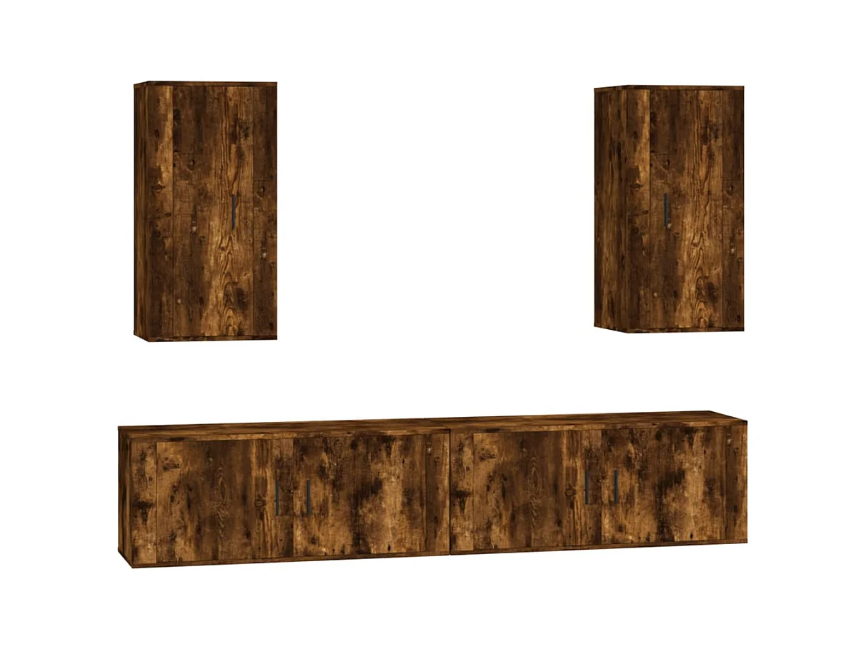 Yrill  Ensemble de meubles TV 4 pcs Chêne fumé Bois d'ingénierie