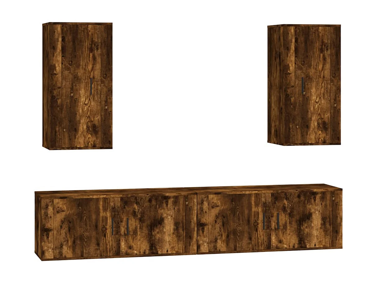 Yrill  Ensemble de meubles TV 4 pcs Chêne fumé Bois d'ingénierie