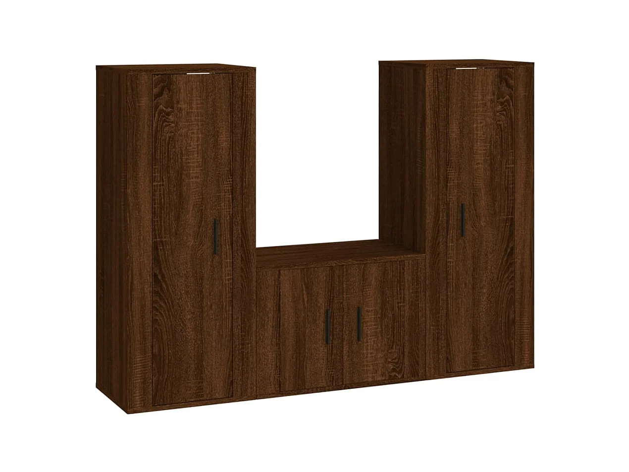 Lille Skensved  Ensemble de meubles TV 3 pcs Chêne marron Bois d'ingénierie
