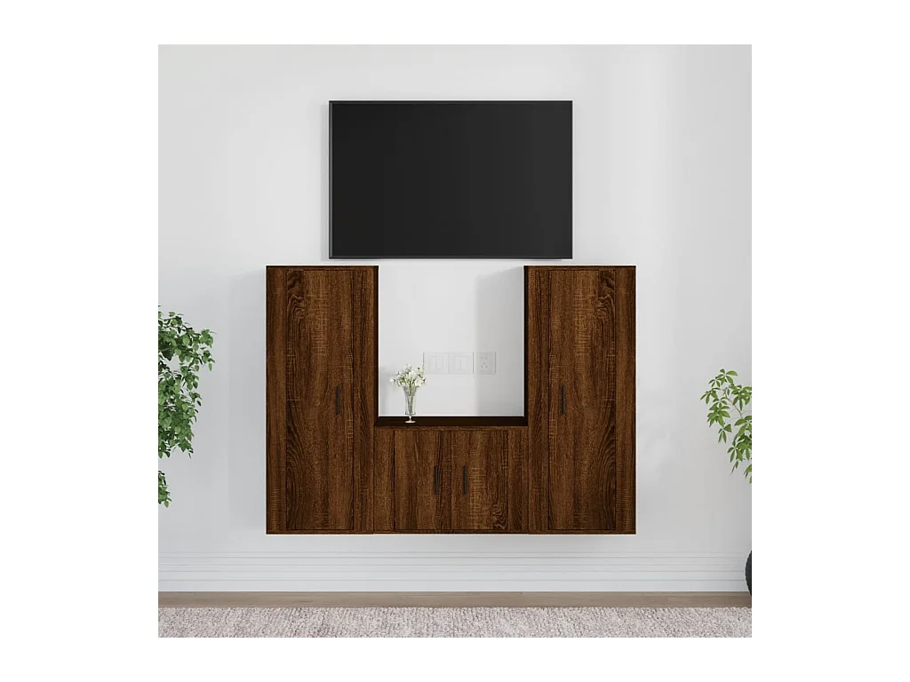 Lille Skensved  Ensemble de meubles TV 3 pcs Chêne marron Bois d'ingénierie