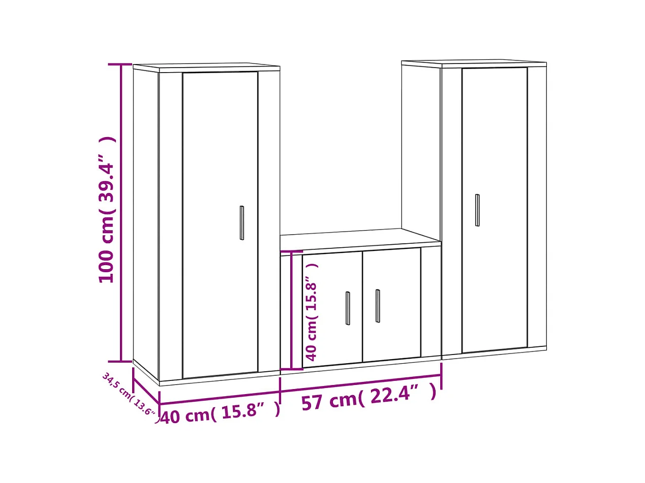 Lille Skensved  Ensemble de meubles TV 3 pcs Chêne marron Bois d'ingénierie