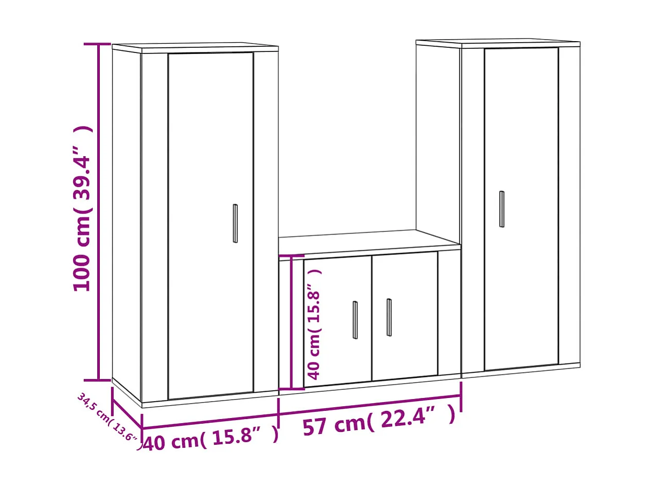 Lille Skensved  Ensemble de meubles TV 3 pcs Chêne marron Bois d'ingénierie
