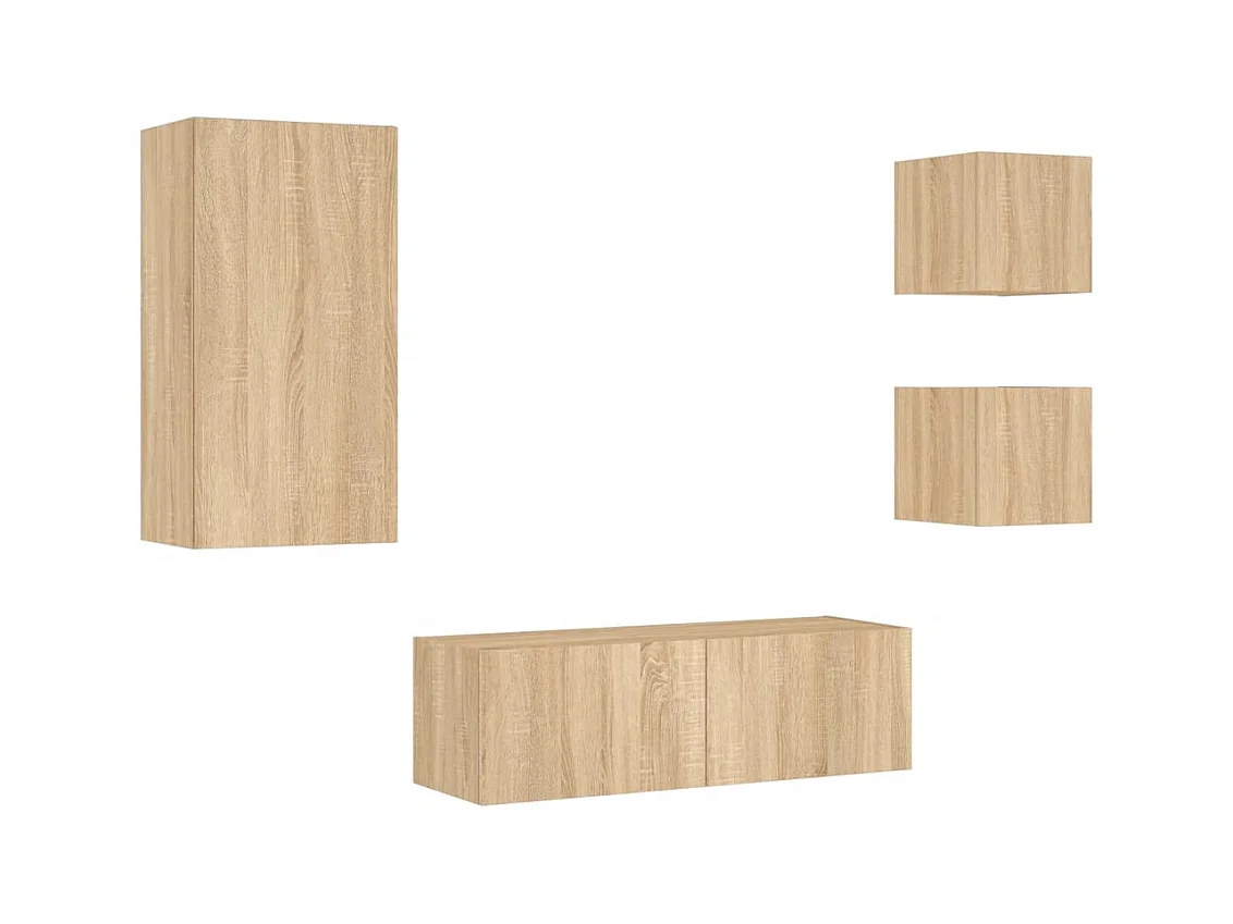 Osyra  Meuble TV muraux 4 pcs avec lumières LED chêne sonoma