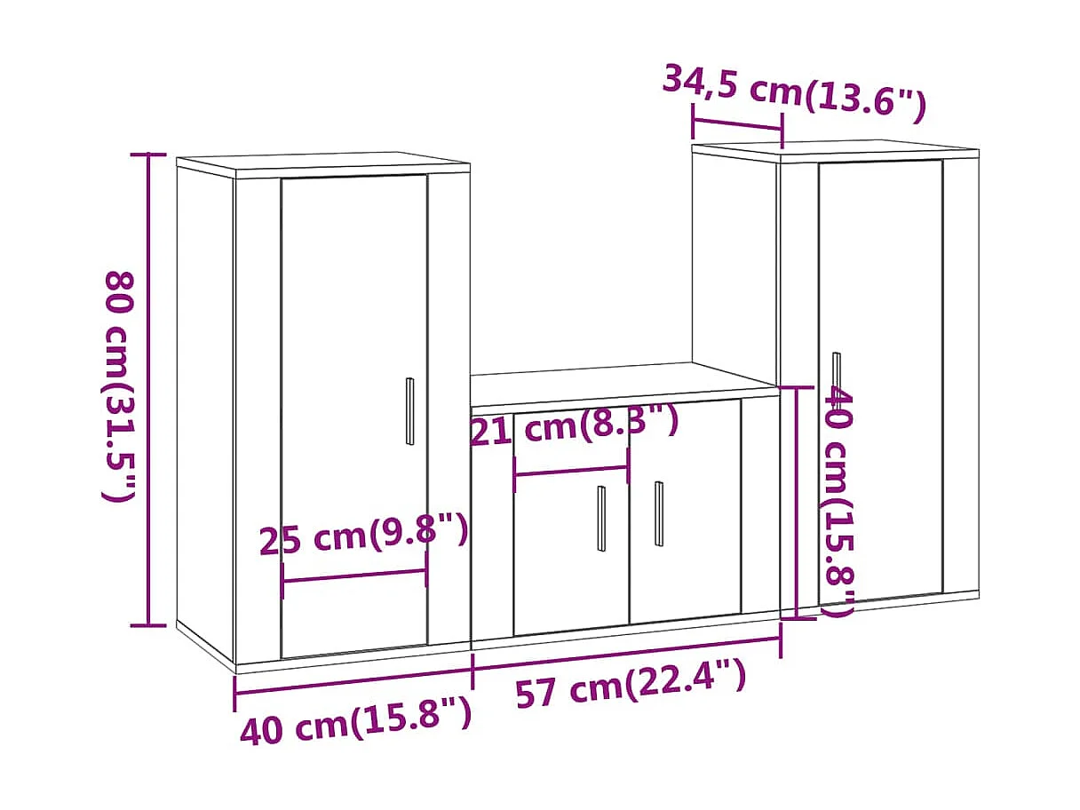 Farrell  Ensemble de meubles TV 3 pcs Blanc Bois d'ingénierie