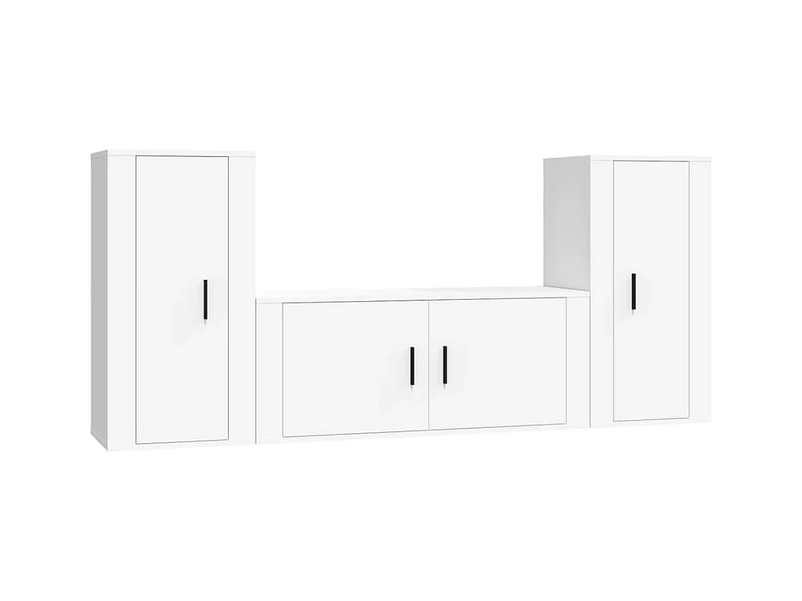 Xira  Ensemble de meubles TV 3 pcs Blanc Bois d'ingénierie