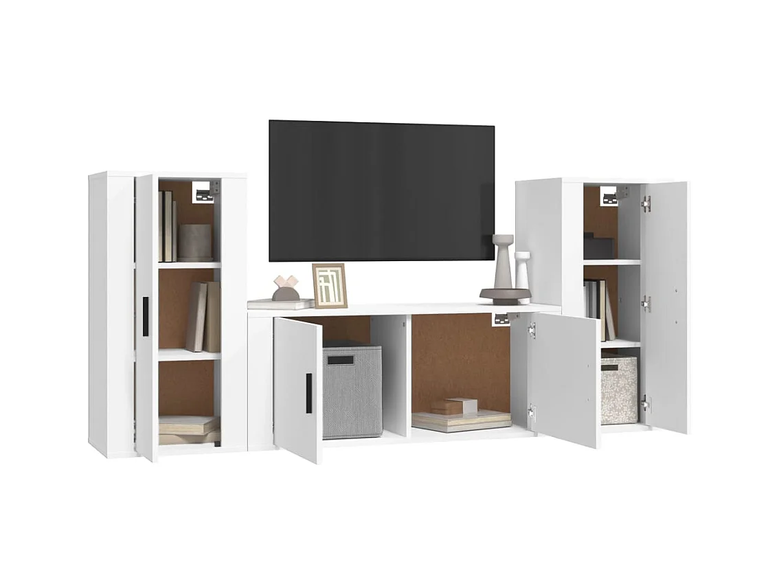 Xira  Ensemble de meubles TV 3 pcs Blanc Bois d'ingénierie