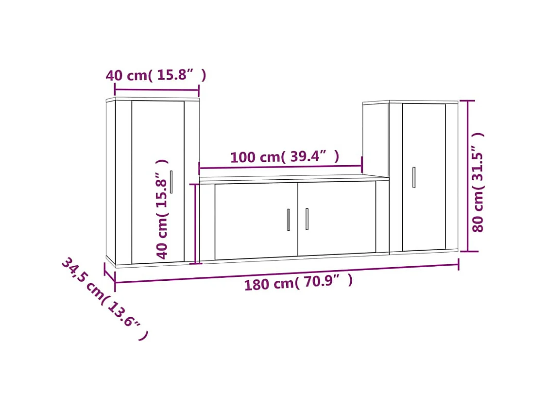Xira  Ensemble de meubles TV 3 pcs Blanc Bois d'ingénierie
