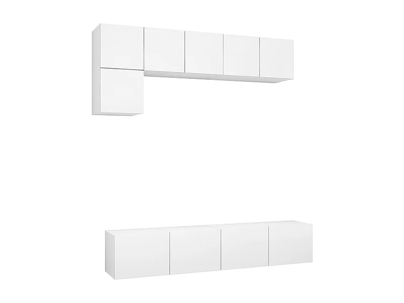 Mornar  5-delige Tv-meubelset bewerkt hout wit