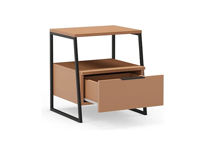 Mesita de noche Oksa Terracota - Negro