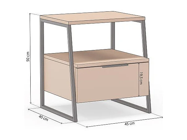 Mesita de noche Oksa Terracota - Negro