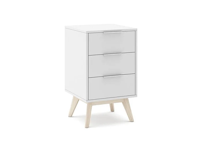 Mesita de noche Numa 3 cajones Blanco - Oak Soft