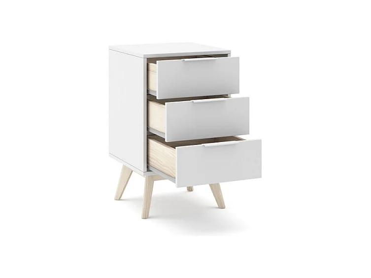 Mesita de noche Numa 3 cajones Blanco - Oak Soft