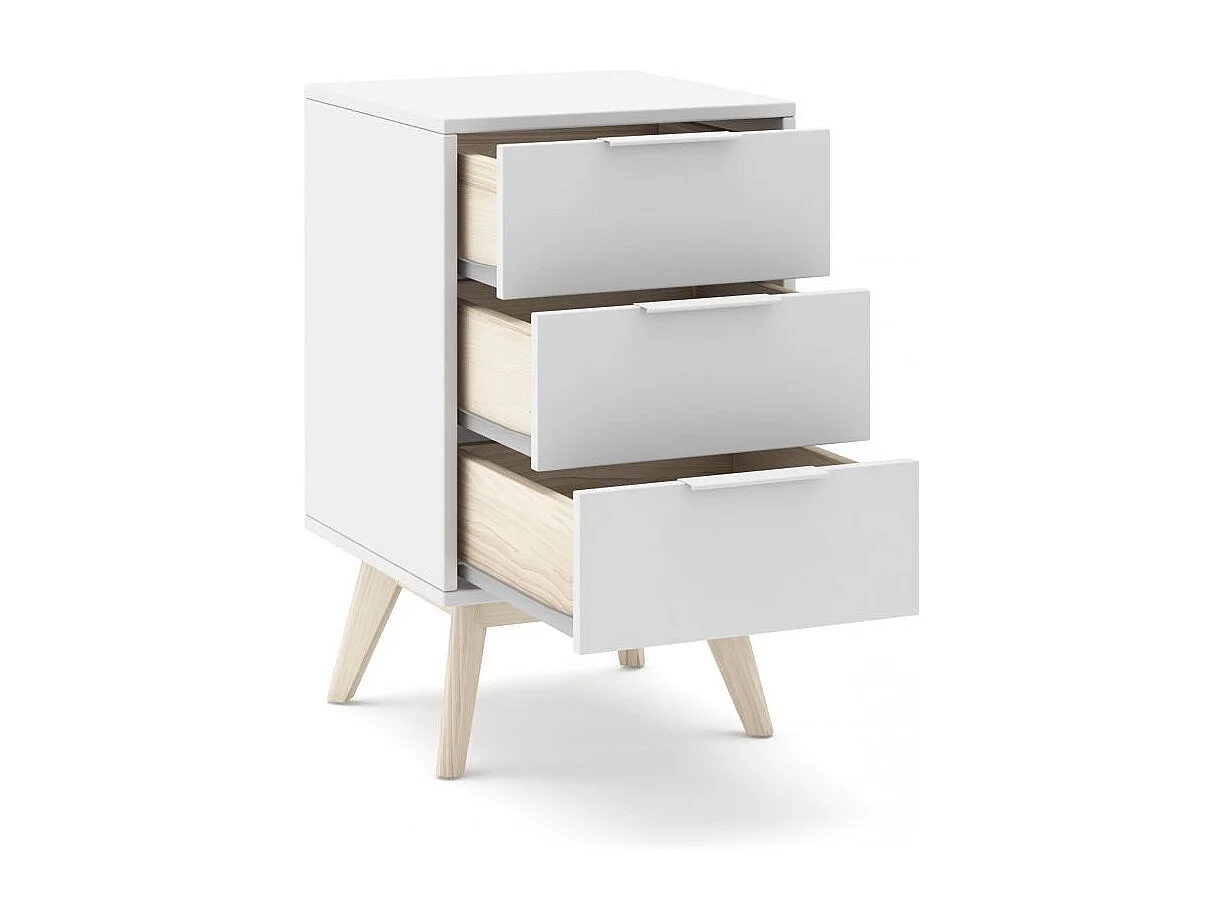 Mesita de noche Numa 3 cajones Blanco - Oak Soft