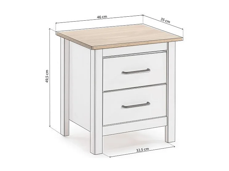 Mesita de noche Eira Blanco - Oak