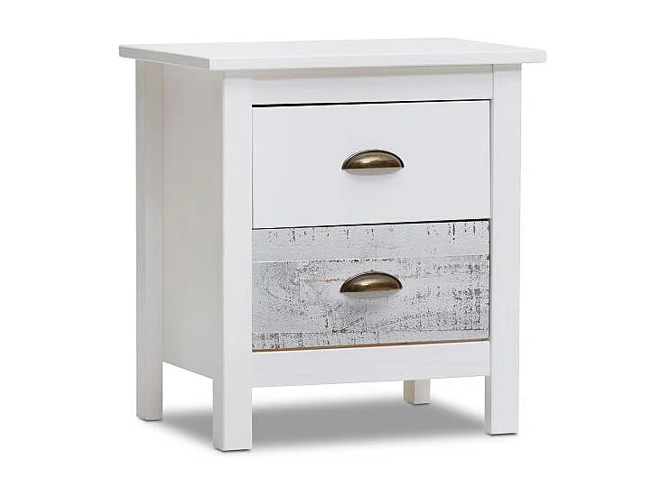 Mesita de noche Ocean 2 cajones Blanco - Vintage Colors