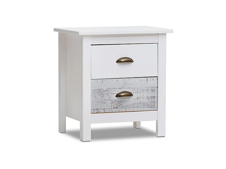 Mesita de noche Ocean 2 cajones Blanco - Vintage Colors