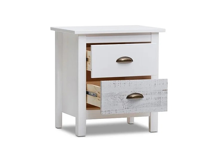 Mesita de noche Ocean 2 cajones Blanco - Vintage Colors