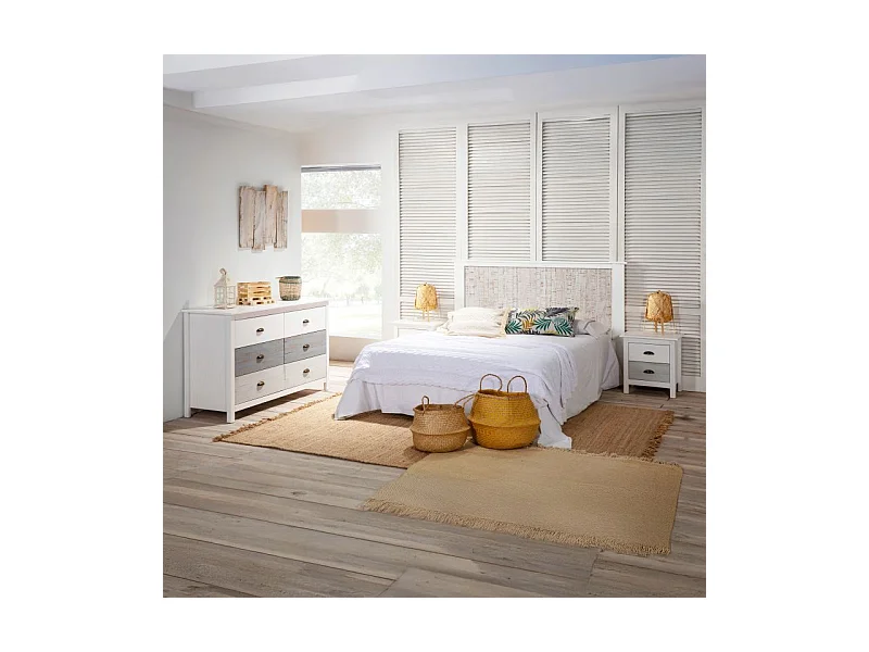 Mesita de noche Ocean 2 cajones Blanco - Vintage Colors