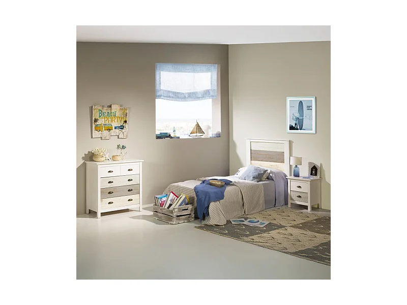 Mesita de noche Ocean 2 cajones Blanco - Vintage Colors