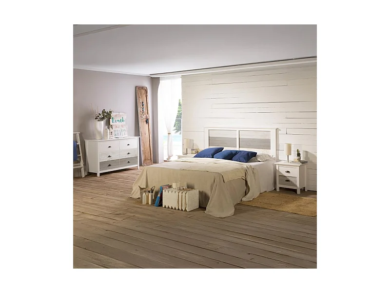 Mesita de noche Ocean 2 cajones Blanco - Vintage Colors