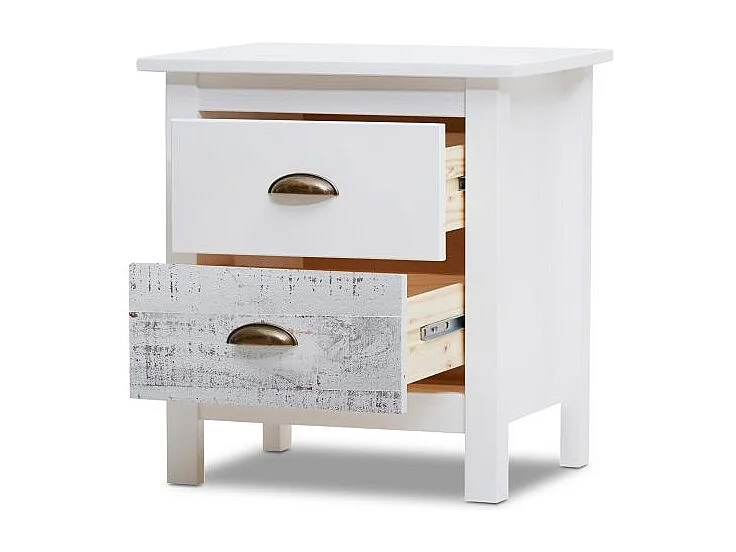 Mesita de noche Ocean 2 cajones Blanco - Vintage Colors